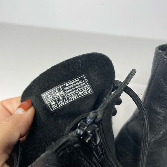 DR. MARTENS 1460 PASCAL LEATHER LACE UP BOOTS black virgina side zip WOMENS 5 - Picture 6 of 6